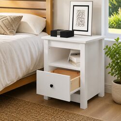 Pine Wood Bedside Cabinet with Drawer