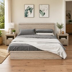 2-Piece Nightstand Set in White Solid Pine Wood