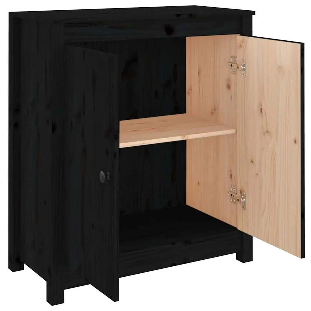 Sideboard Storage Cabinet Solid Pine Black 70W x 35D x 80H cm