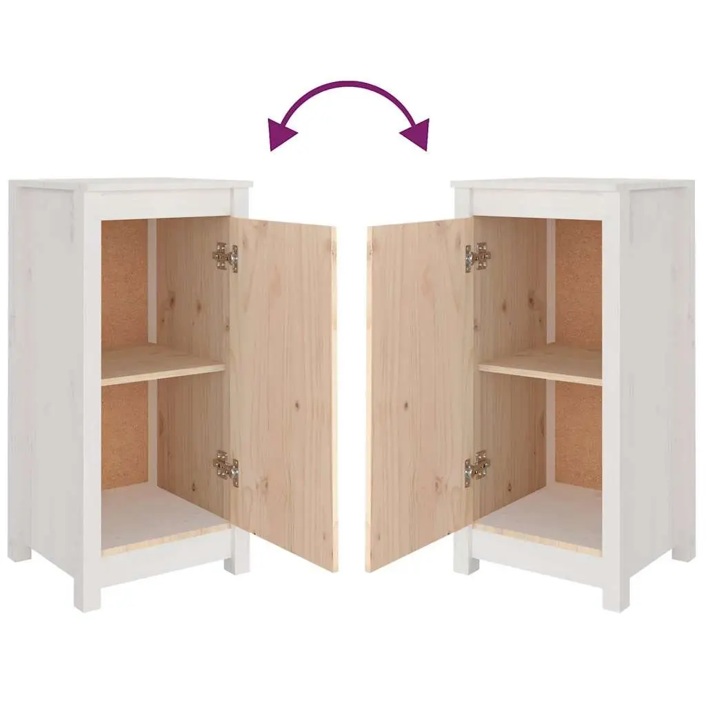 Sideboards 2 Piece White Solid Wood Pine Storage Cabinet Living Room