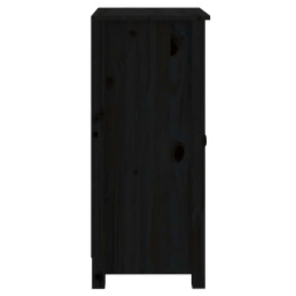 Sideboards Storage Cabinet Solid Wood Black 2 Piece