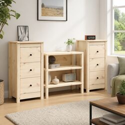 Brown Solid Wood Pine Sideboard Cabinet 40x35x80 cm