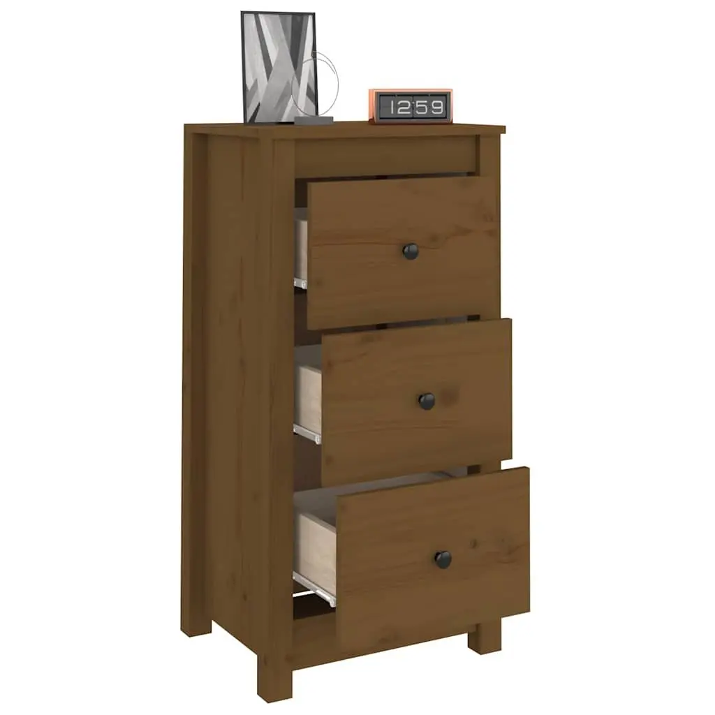 Solid Pine Wood Sideboard Storage Furniture Rustic Brown 40x35x80cm 2 Piece