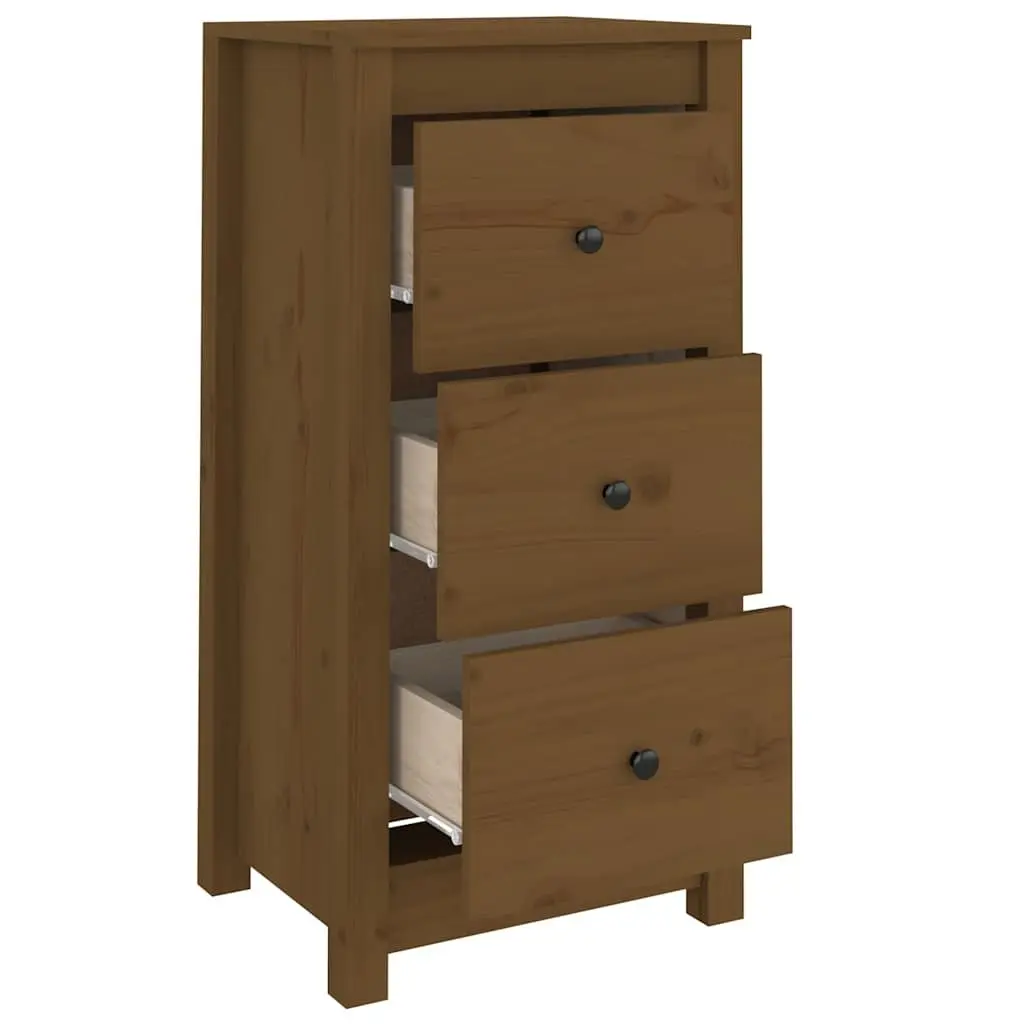 Solid Pine Wood Sideboard Storage Furniture Rustic Brown 40x35x80cm 2 Piece