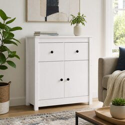 Solid Pine Wooden Sideboard Storage Cabinet with Dimensions