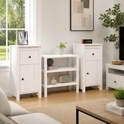 2-Piece White Storage Sideboards 40x35x80 cm Pine