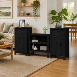 Solid Pine Sideboards with Ample Storage Capacity in Black