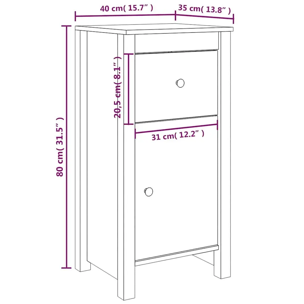Solid Wood Sideboards Ample Storage 40cm W x 35cm D x 80cm H Black