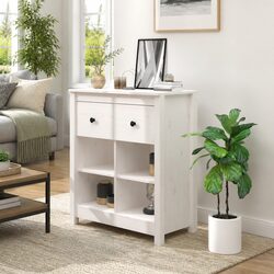 White Sideboard Storage Cabinet with Solid Pine Construction