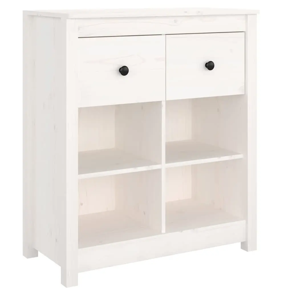 Sideboard White Storage Cabinet 70x35x80 cm 2 Drawers 4 Compartments