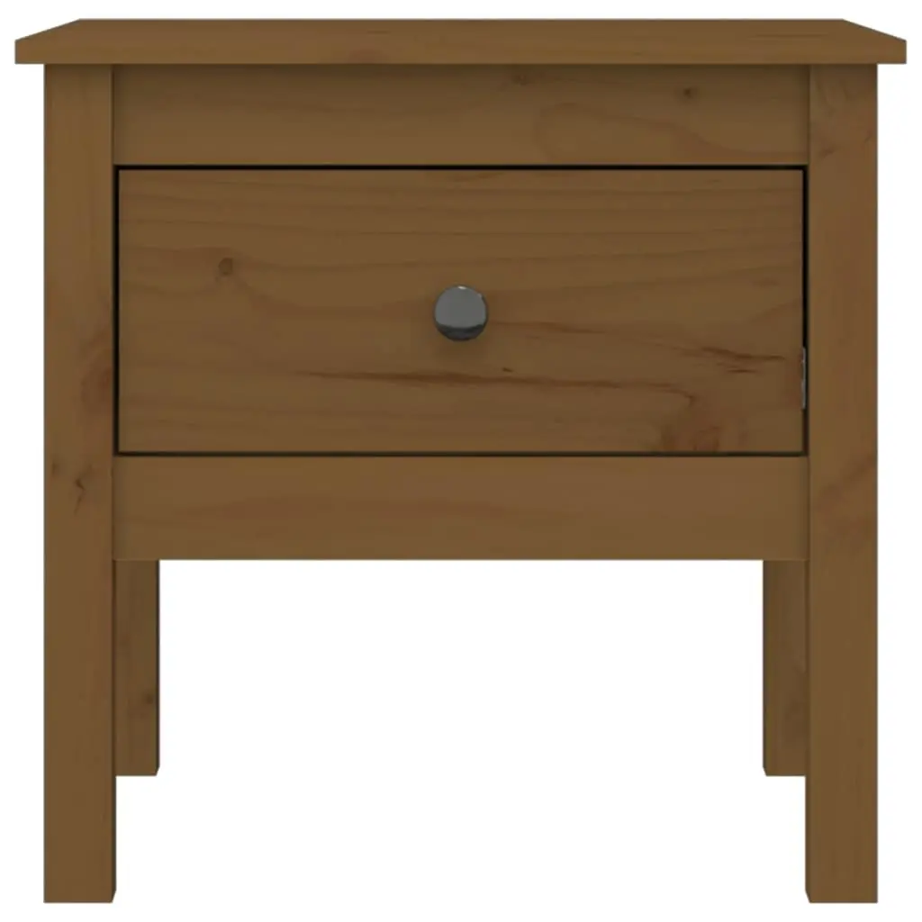 Solid Wood Pine Side Tables Compact Brown 2 Piece Nightstand for Living Room Bedroom