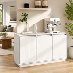 White Storage Sideboard with Solid Wood Construction