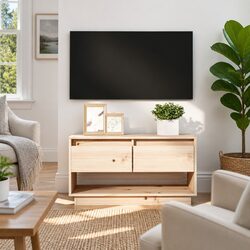 Solid Pine Wood TV Cabinet 74x34x40 cm with Storage Drawers