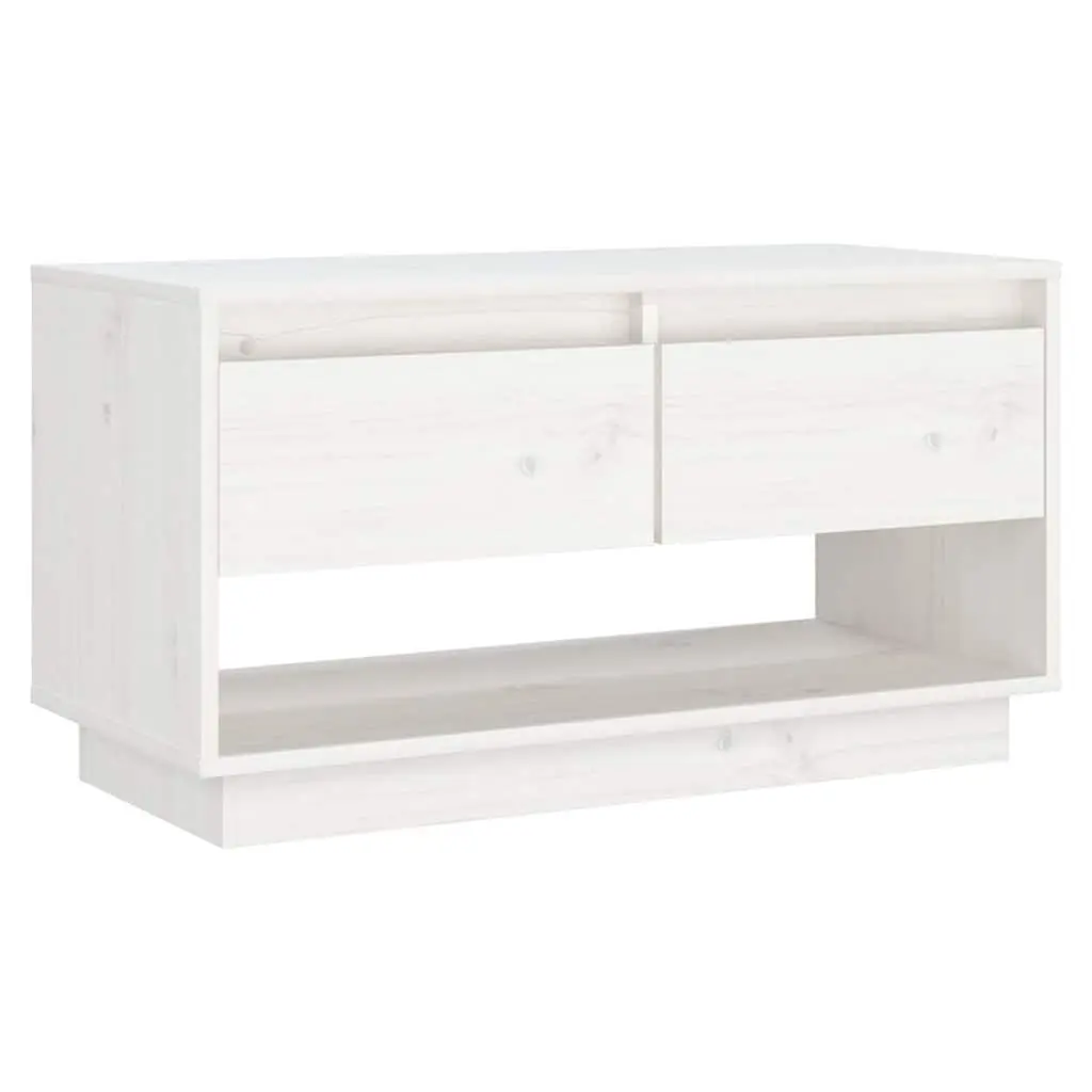 TV Cabinet Solid Wood Pine White 74x34x40 cm Storage Unit with Drawers