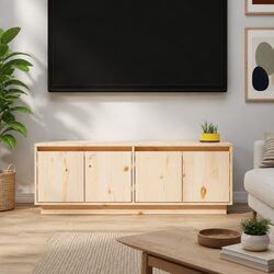 Pine Wood TV Cabinet 110x34x40 cm Brown Storage Unit