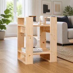 Solid Pine Wood Bookshelf with Open Shelving Design