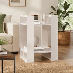 Book Cabinet Room Divider in White Solid Pine Wood