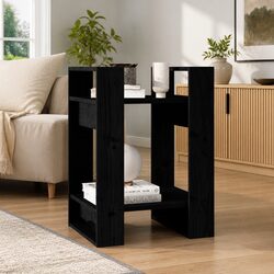 Black Solid Pinewood Room Divider Book Cabinet