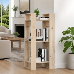 Pine Wood Book Cabinet Room Divider 41x35x91cm, Brown