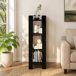 Room Divider Book Cabinet in Black Solid Pine Wood