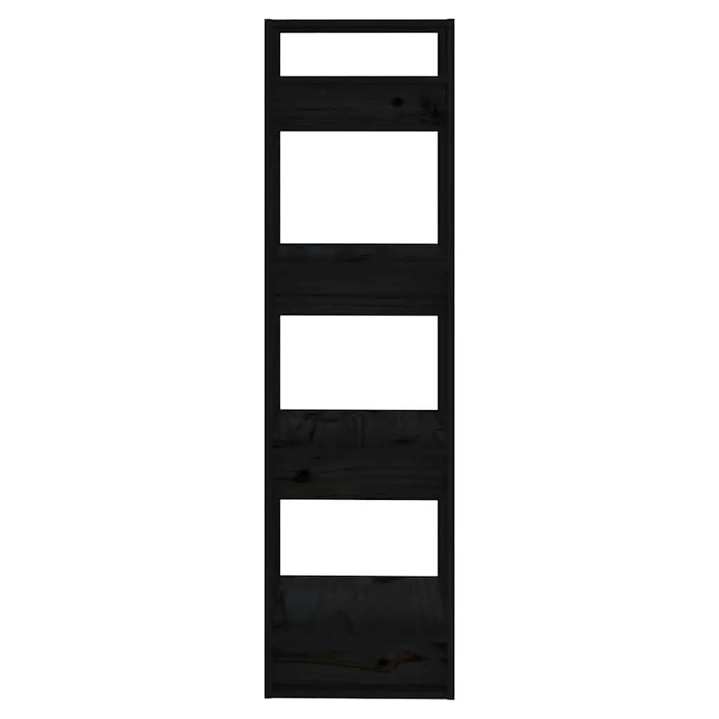 Book Cabinet Room Divider Solid Pine Wood Storage Unit Black 41x35x125 cm