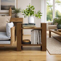 Solid Pine Wood Book Cabinet with Room Divider Functionality