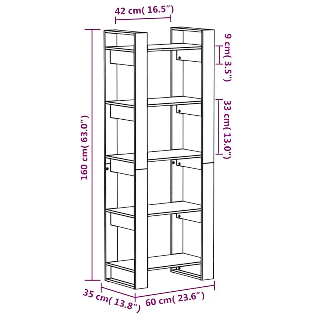 Book Cabinet Room Divider White 60x35x160 cm Solid Pine Wood Storage Shelf
