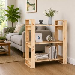 Solid Pine Wood Book Cabinet Room Divider 80x35x91cm Brown
