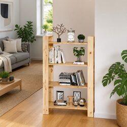 Book Cabinet Room Divider 80x35x125cm in Solid Pine Wood