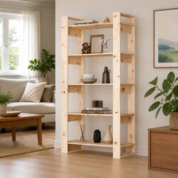 Functional Solid Pine Wood Book Cabinet and Room Divider
