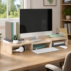 Monitor Stand Storage Shelf 60x24x10.5cm Solid Pine
