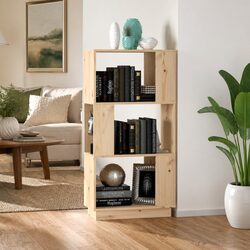 Pine Wood Book Cabinet and Room Divider, 51x25x101 cm