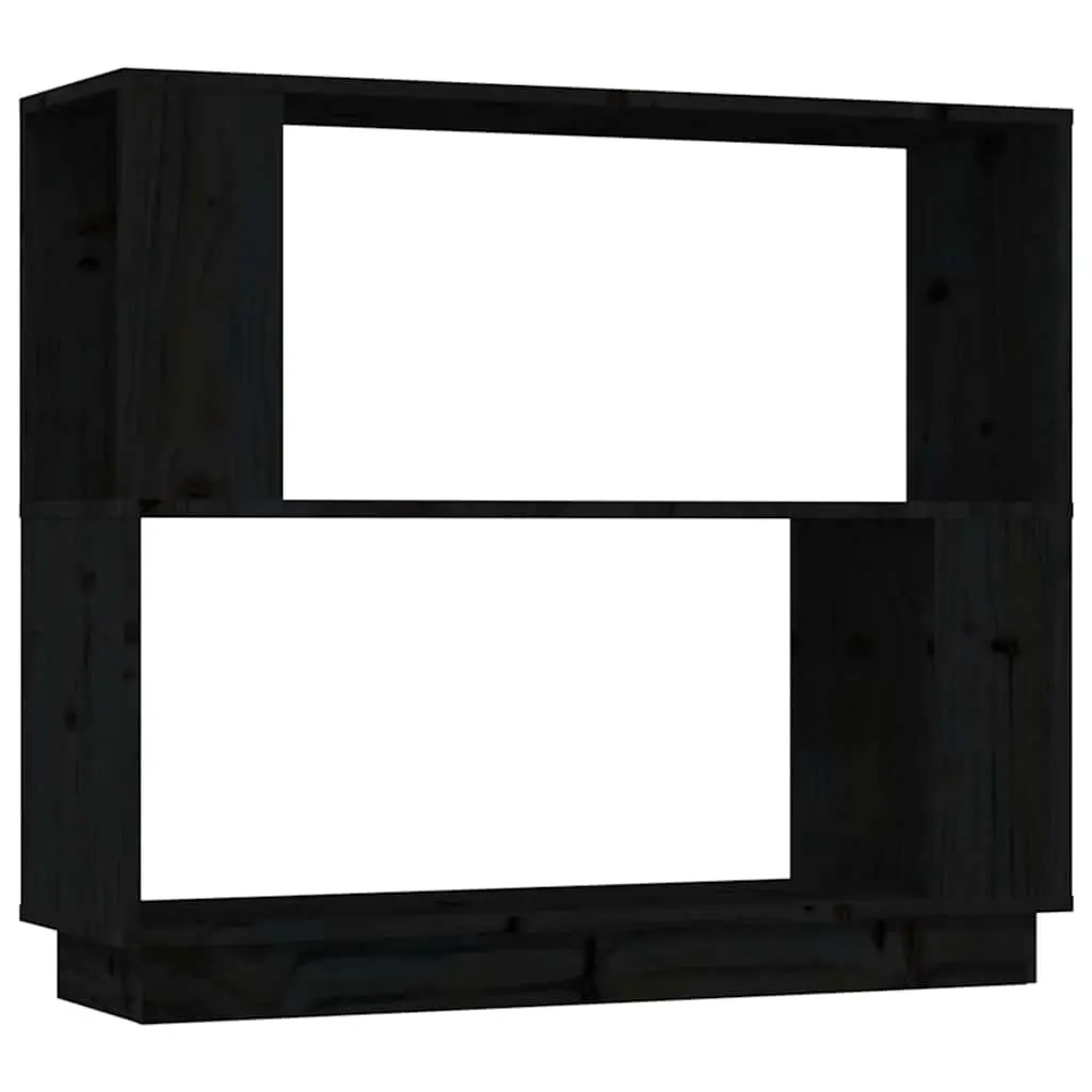 Book Cabinet Room Divider Solid Pine Wood Storage Shelves 80W x 25D x 70H cm Black