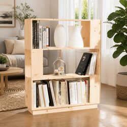 Book Cabinet Room Divider in Solid Pine Wood 80x25x101cm