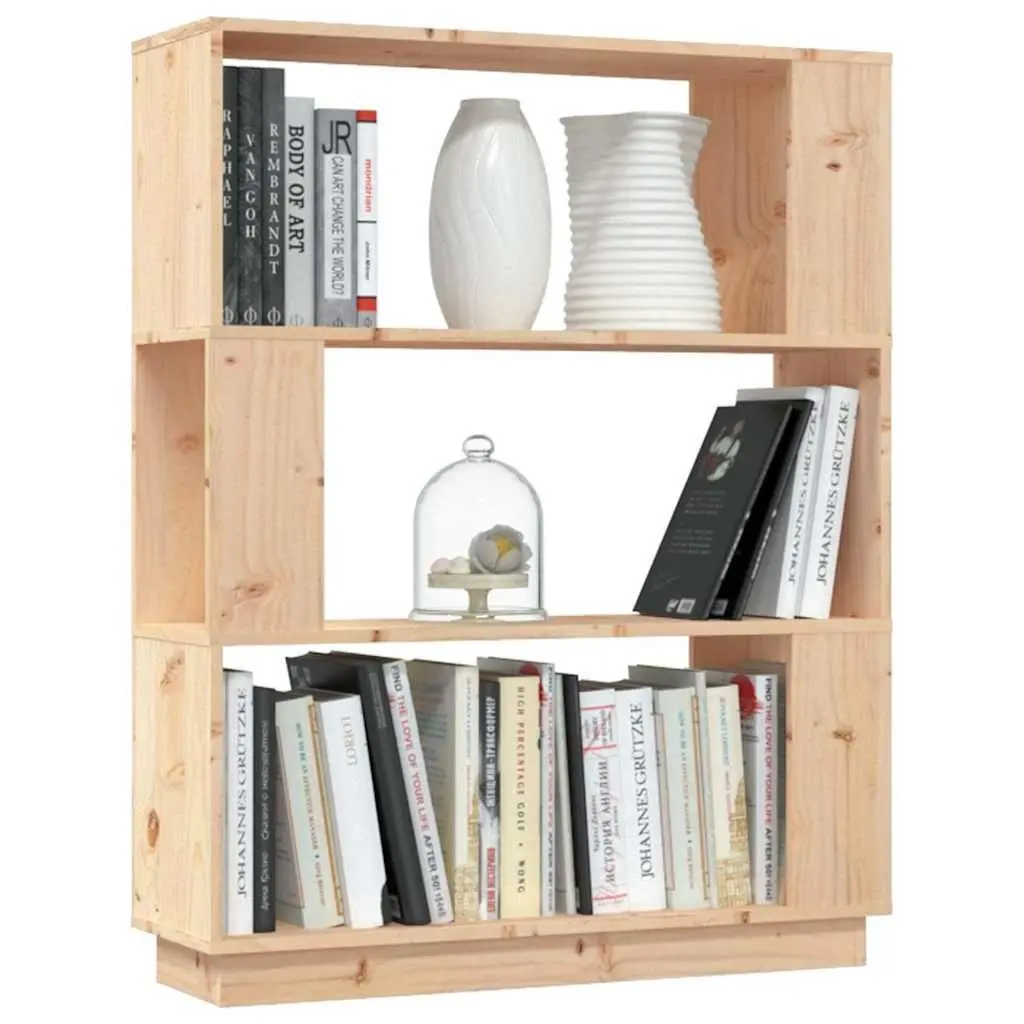 Book Cabinet Room Divider Solid Pine Wood Storage 80x25x101cm Brown