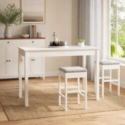Dining Table 110x55x75 cm in White Solid Pine Wood