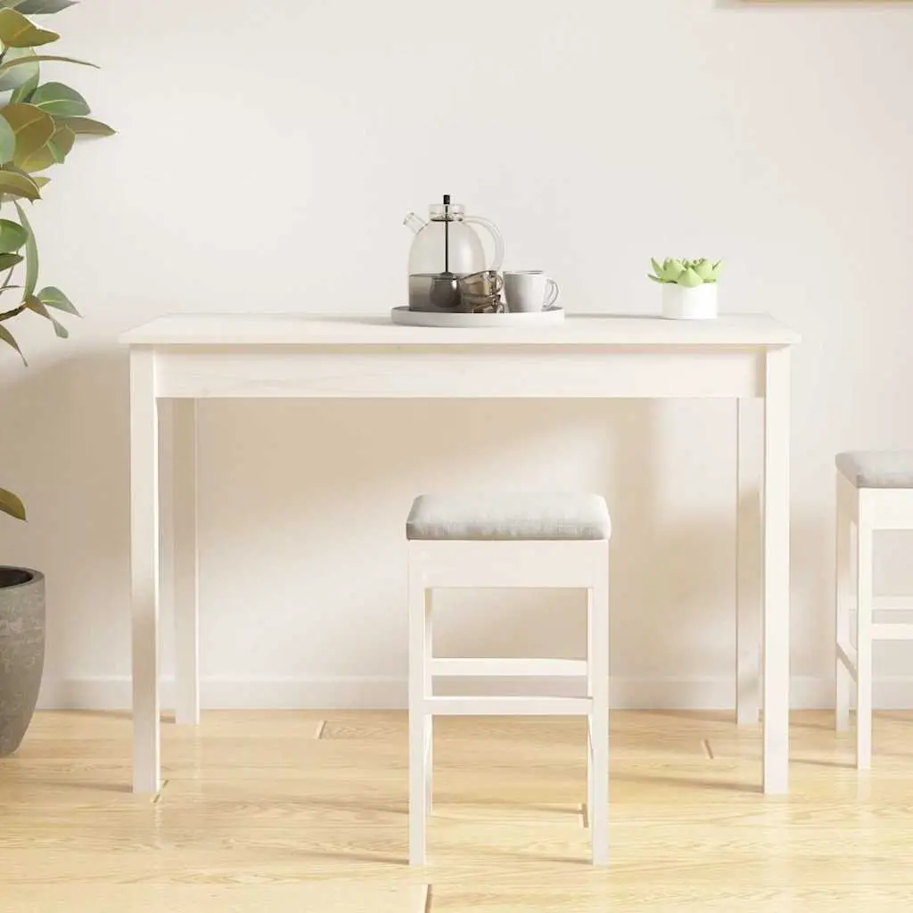 Dining Table White Solid Pine Wood Minimalist 110x55x75 cm