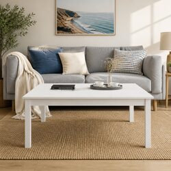 Coffee Table White 100x100x40 cm Solid Pine Wood Structure