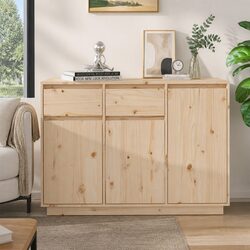 Sideboard Cabinet 110cm in Brown Solid Pine Wood