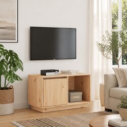Brown Solid Pine Wood TV Cabinet 74x35x44 cm