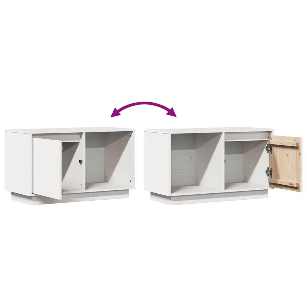 TV Cabinet Solid Pine Wood Storage Unit 74x35x44 cm White