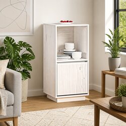 White Sideboard Cabinet with Solid Pine Wood Construction