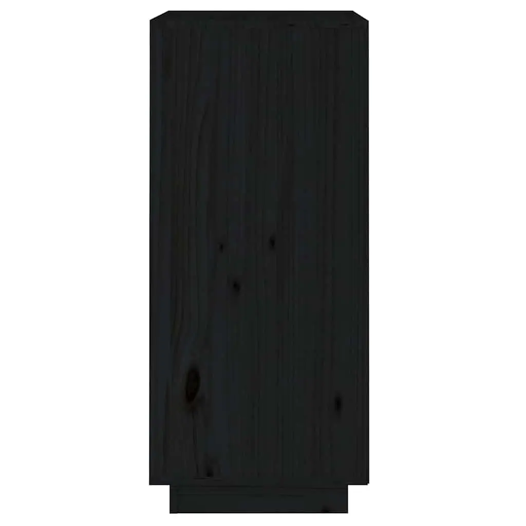 Sideboard Black Solid Pine Wood Modern Minimalist Storage 38W x 35D x 80H cm