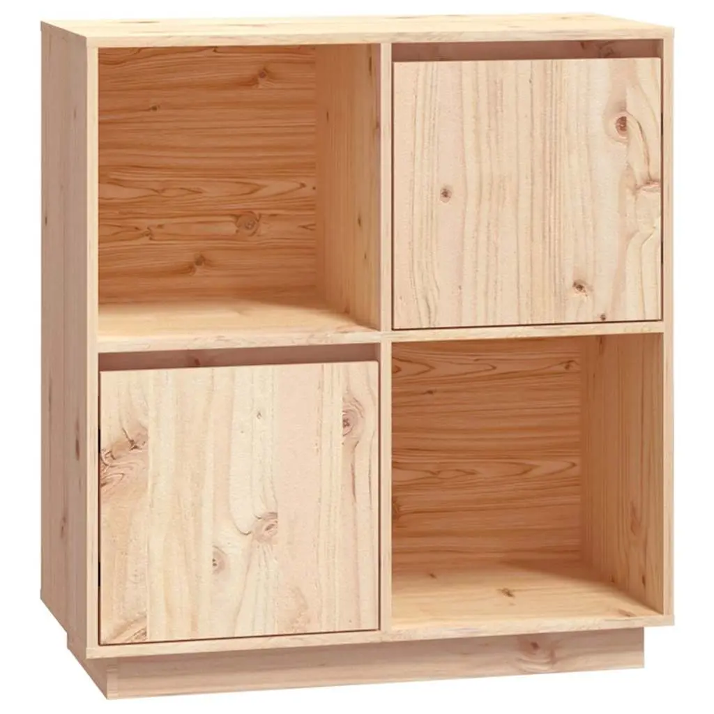 Solid Wood Sideboard Storage Cabinet with 2 Doors 74x35x80cm Brown