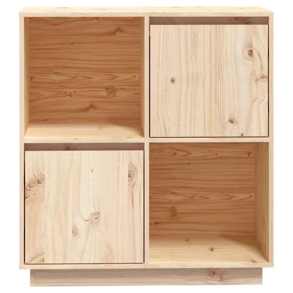 Solid Wood Sideboard Storage Cabinet with 2 Doors 74x35x80cm Brown