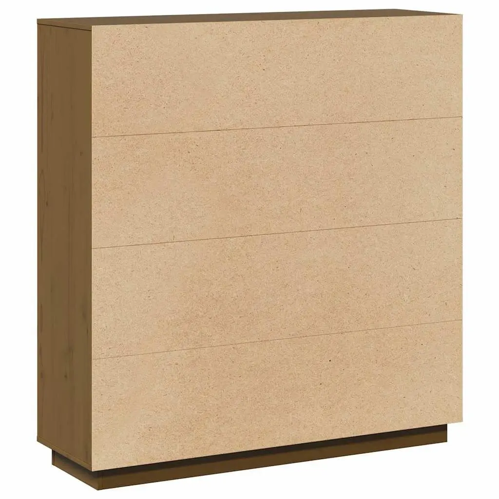 Highboard Storage Cabinet Modern Style 5 Door Solid Pine Wood Brown