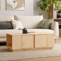 Coffee Table with 4 Storage Compartments in Solid Pine