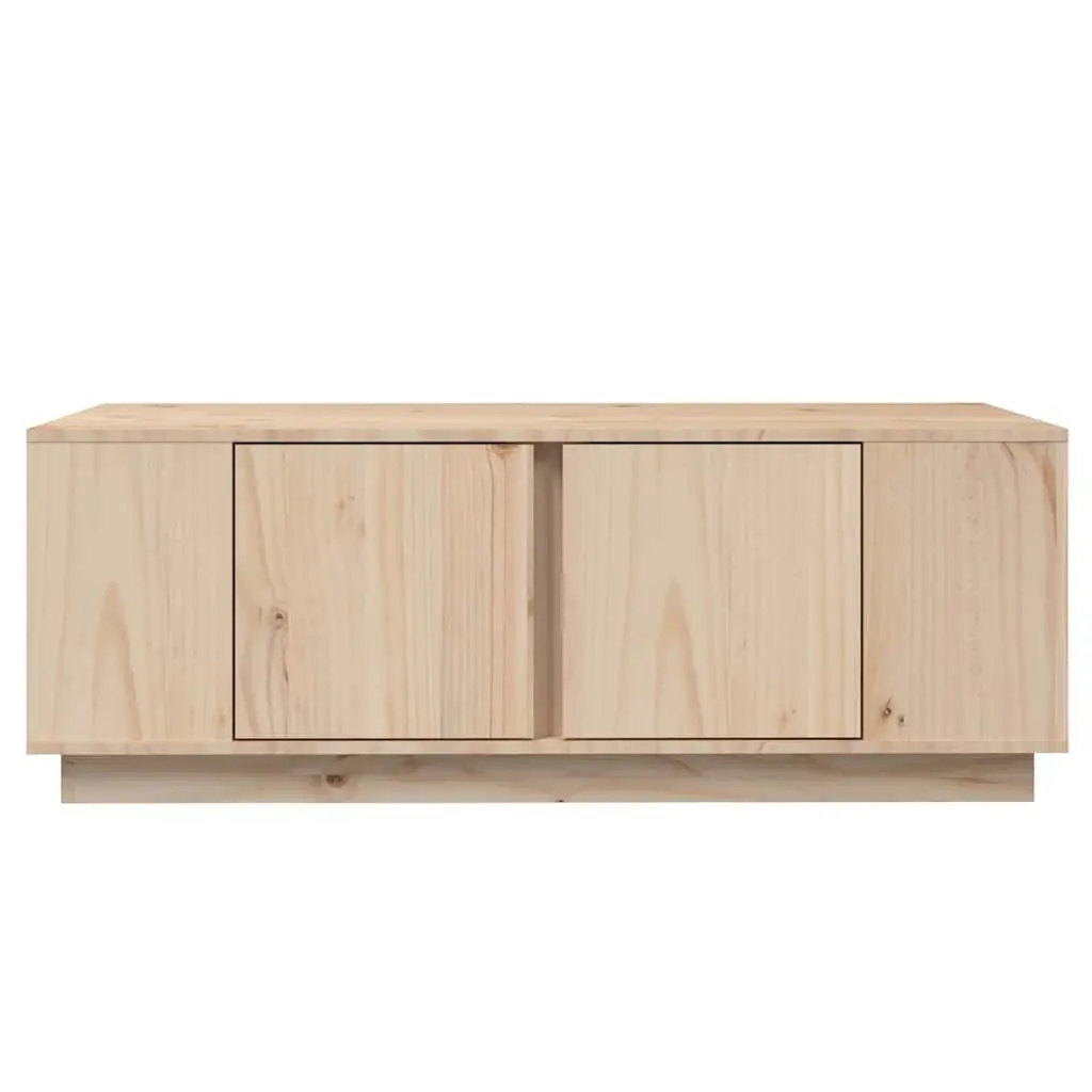 Coffee Table Solid Pine Wood Brown Storage Compartment 4 Doors