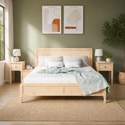 2 Units of Solid Pine Wood Bedside Cabinets with Drawer