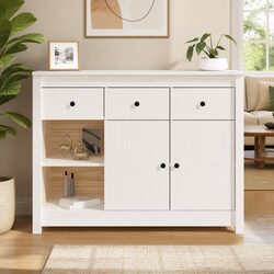 Functional White Wooden Storage Cabinet with 3 Drawers